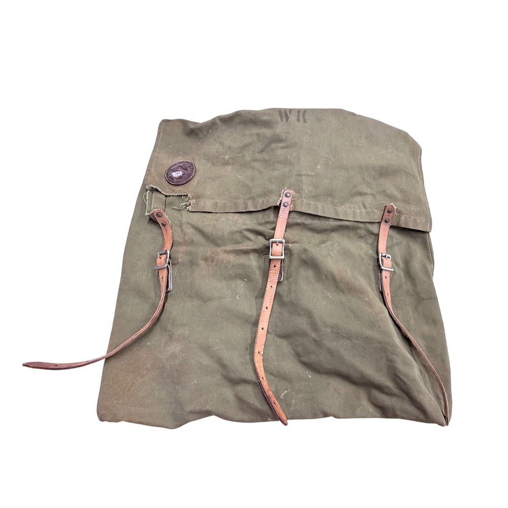 Duluth Pack Duluth Minn Vintage Canvas Leather Scout Backpack Olive Green USA